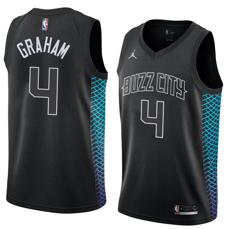 Men's Charlotte Hornets #4 Devonte' Graham Black City Edition Stitched NBA Jersey